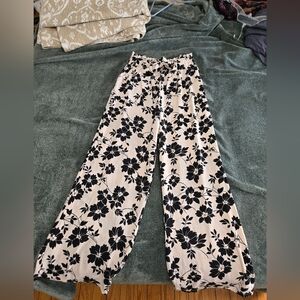 Floral Black and Cream Women's Pants